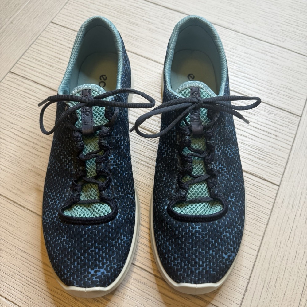 Ecco Sense‎ Sport Lace Up Sneaker Shoe Blue Aqua Women Sz 9.5, EU 40 Activewear